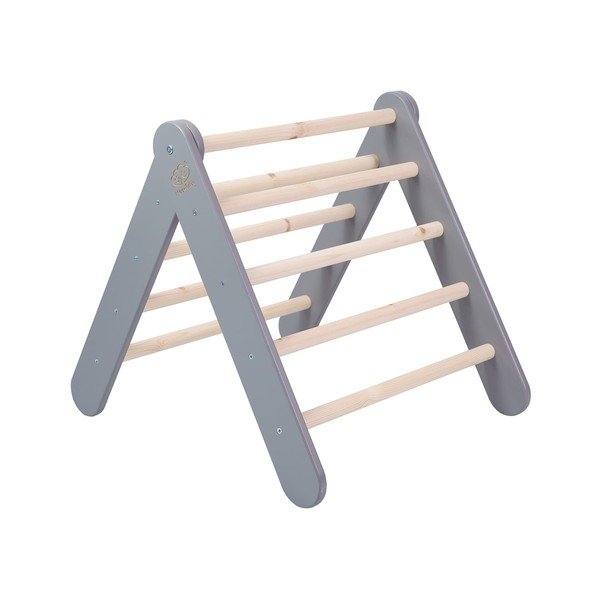 Siv piklerjev trikotnik iz masivnega bora 60x60x60 cm Montessori – Meowbaby