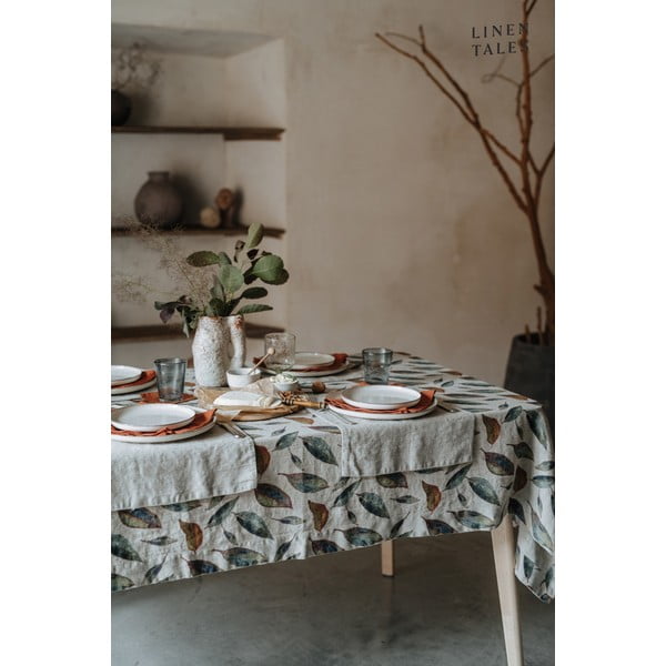 Lanen namizni prt 140x140 cm Golden Fall – Linen Tales-image-1