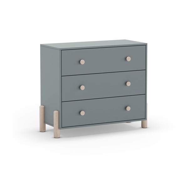 Prašno zelena otroška komoda iz masivnega bora 90x80x40 cm Enola – Marckeric-image-4