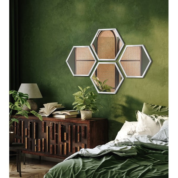 Stenska ogledala v kompletu 4 ks 35x40 cm Heksagon-image-1