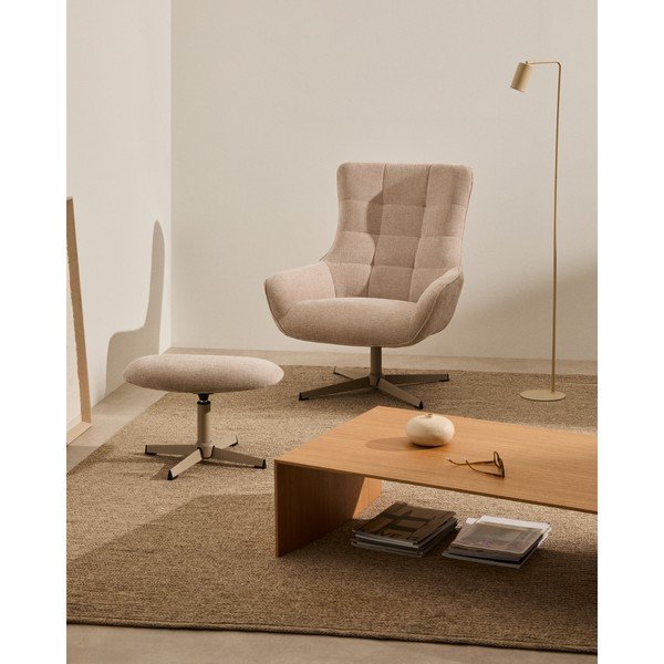 Bež tabure iz šenilje Teryl – Kave Home-image-1