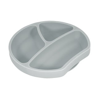 Svetlo siv silikonski otroški krožnik Kindsgut Krožnik, ø 20 cm