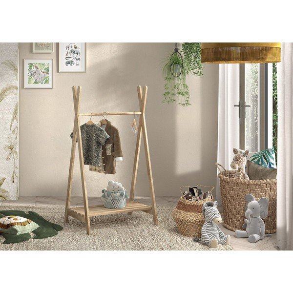 Otroški obešalnik iz masivnega hrasta v naravni barvi 74x132 cm Forrest – Vipack-image-1