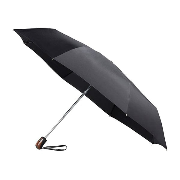 Črni vetrovni zložljivi dežnik Ambiance Bois Minimal, ⌀ 98 cm