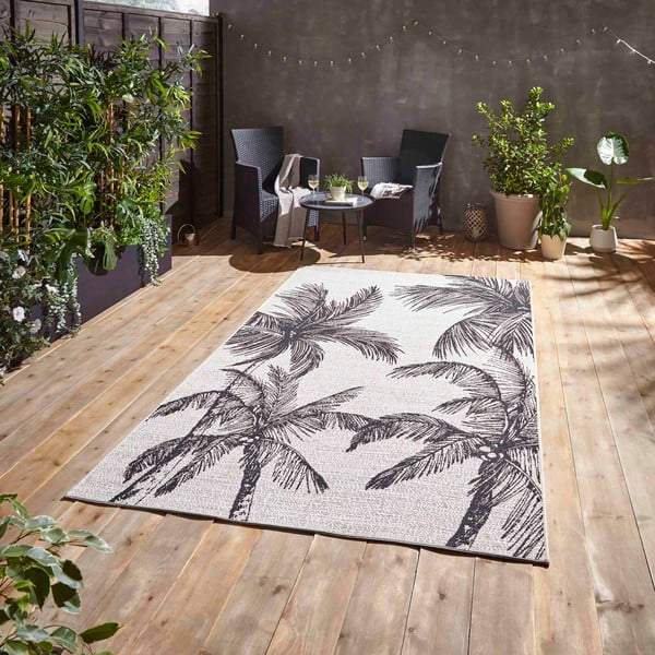 Črna/kremno bela zunanja preproga 120x170 cm Miami – Think Rugs-image-1