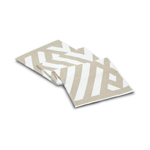 Bež in bela bombažna kopalniška preproga Foutastic Geometric, 100 x 180 cm-image-1