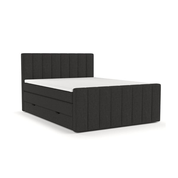 Črna boxspring postelja s prostorom za shranjevanje 200x200 cm Ruby – Maison de Rêve