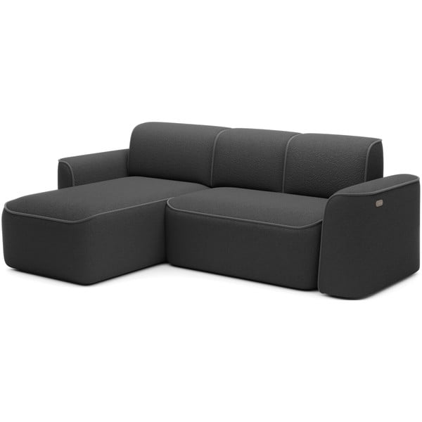 Temno siva kotna sedežna garnitura iz tkanine bouclé (levi kot/z ležalnikom) Ume – ELTAP-image-2