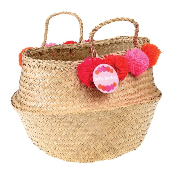 Košara za shranjevanje iz morske trave z rožnatimi pom-pomi Rex London Pom Pom