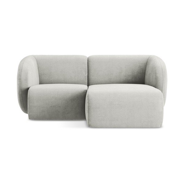 Svetlo siva kotna sedežna garnitura iz šenilje (desni kot/z ležalnikom) Lani – Makamii