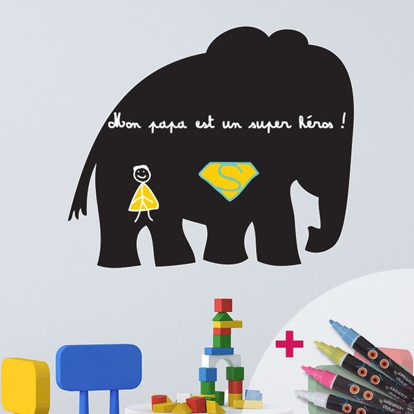 Komplet 4 markerjev Ambiance Elephant in nalepk za označevanje