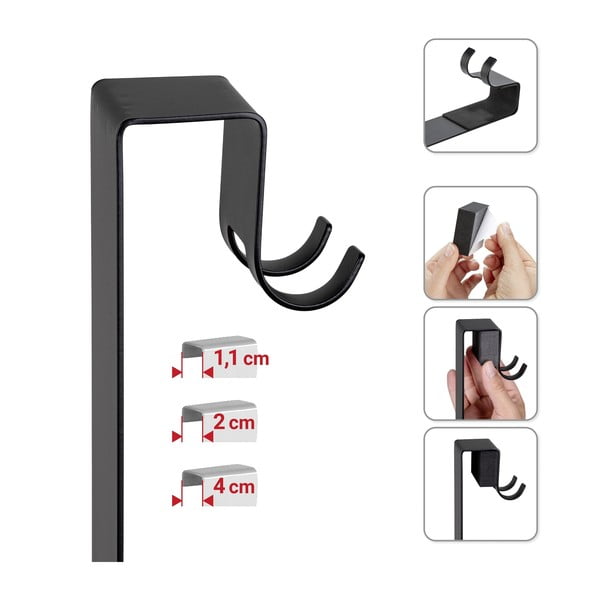 Črna viseča kopalniška polica iz nerjavečega jekla Bribano – Wenko-image-4