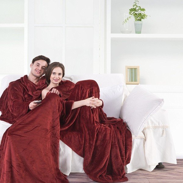 Bordo rdeča TV odeja iz mikrovlaken DecoKing Lazy, 200 x 170 cm-image-1