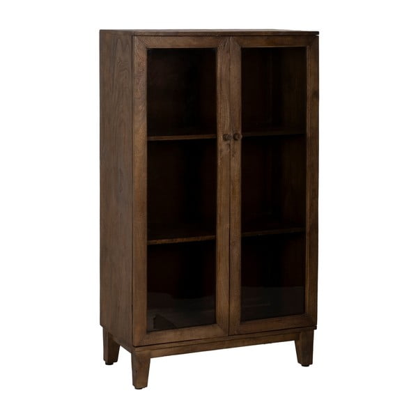 Rjava vitrina iz masivnega manga 80x140x40 cm Ravi – Ixia