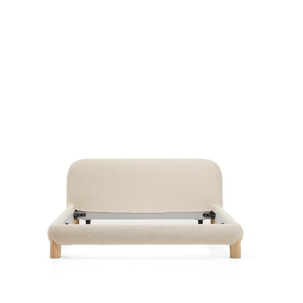 Bež oblazinjena zakonska postelja brez letvenega dna 180x200 cm Odina – Kave Home-image-3