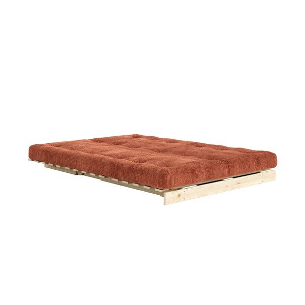 Raztegljiva sedežna garnitura iz rebrastega žameta v barvi terakote 140 cm Roots – Karup-image-1