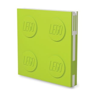 Svetlo zelena beležnica s pisalom LEGO®, 15,9 x 15,9 cm