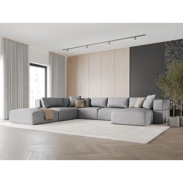 Svetlo siva kotna sedežna garnitura (levi kot/v obliki črke "U") Esther – Milo Casa-image-1