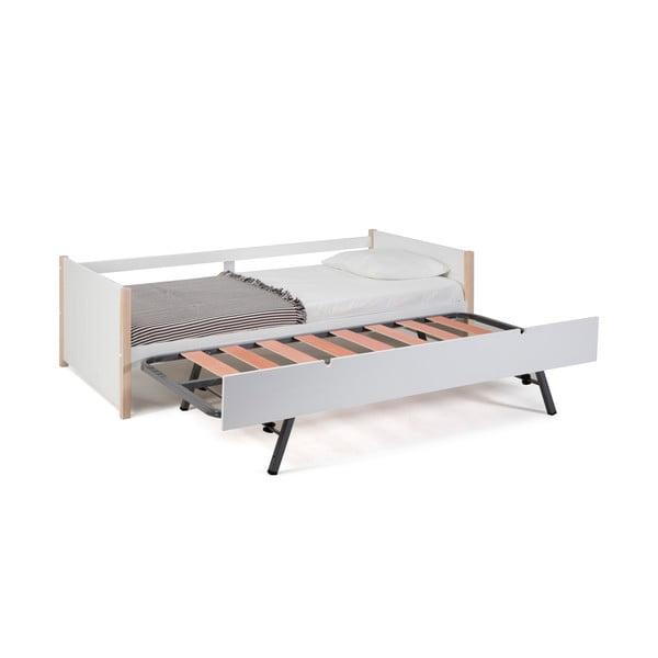 Otroška postelja iz borovega lesa z izvlečnim ležiščem v beli in naravni barvi 90x190 cm Kiara - Marckeric-image-4