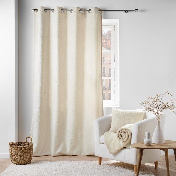 Kremno bela bouclé zavesa 140x240 cm Wooly – douceur d'intérieur-image-3