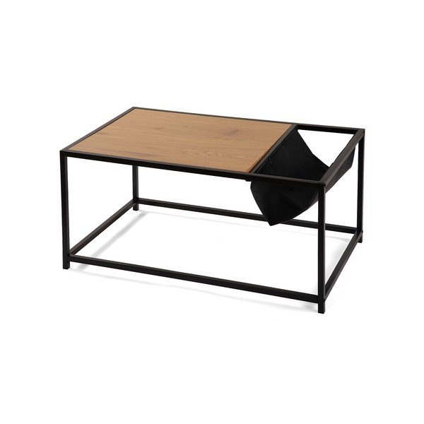 Črna/v naravni barvi klubska mizica v hrastovem dekorju 60x99 cm Bayen – Bonami Essentials-image-2