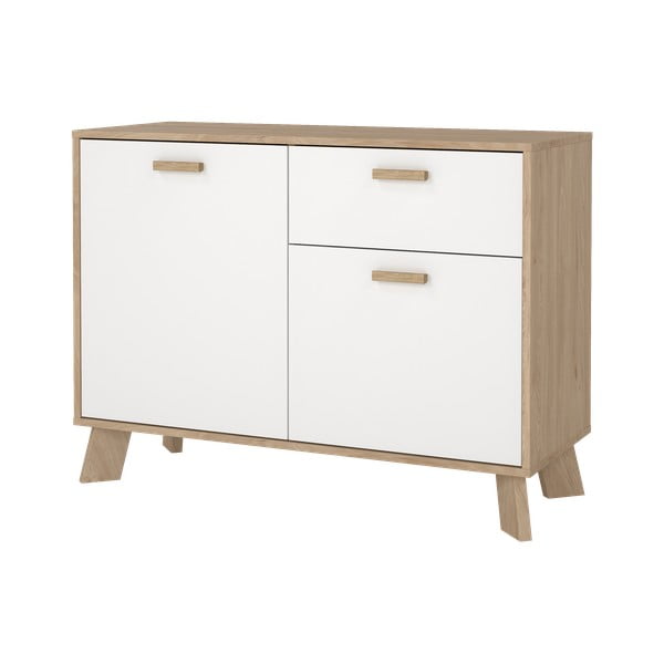 Bela komoda v hrastovem dekorju 99x73x39 cm Ikast – Tvilum-image-2