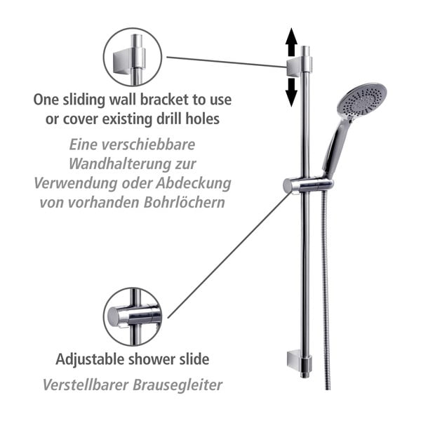 Tuš garnitura iz nerjavečega jekla v sijajno srebrni barvi 66 cm Young – Wenko-image-2
