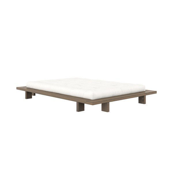 Rjava zakonska postelja iz masivnega bora z letvenim dnom 140x200 cm Japan – Karup Design-image-3