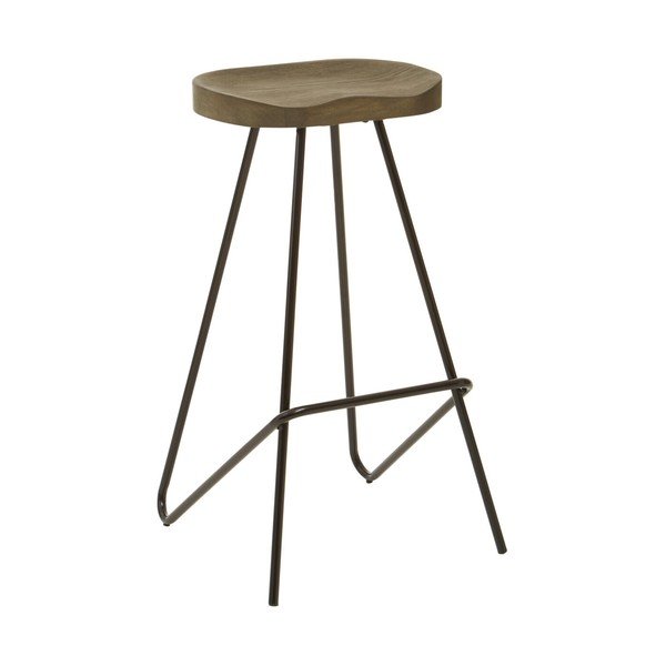Črn/v naravni barvi barsko stol iz masivnega bresta (višina sedeža 78 cm) District – Premier Housewares
