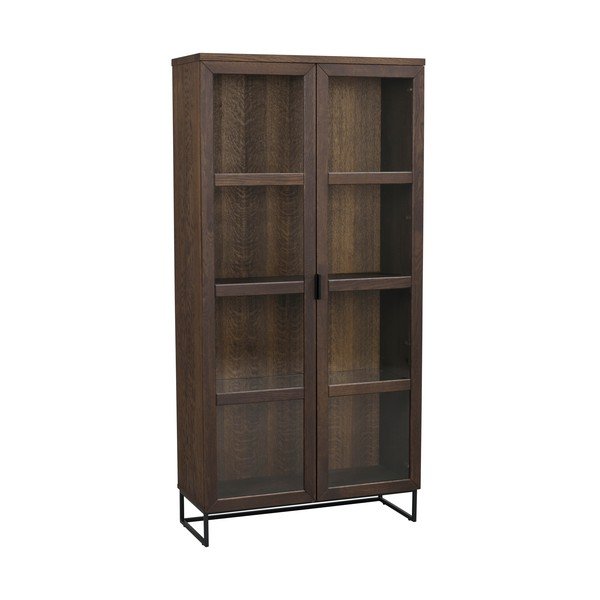 Rjava vitrina iz masivnega hrasta 95x195 cm Everett – Rowico-image-2