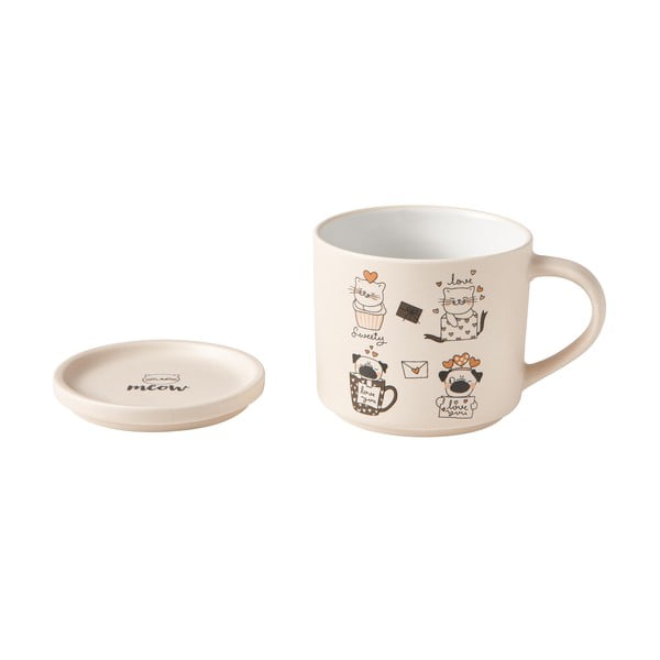 Oranžne/bež porcelanaste skodelice v kompletu 2 ks 350 ml Cats – Brandani-image-1