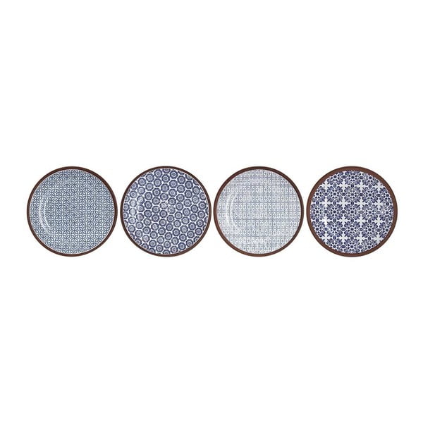 Komplet 4 krožnikov iz terakote z modrim vzorcem Ladelle Tapas, ⌀ 17,5 cm