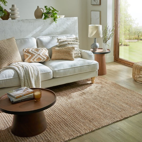 Ročno tkana preproga iz konopljastega osleza v naravni barvi 120x170 cm Drew Border – Flair Rugs-image-1