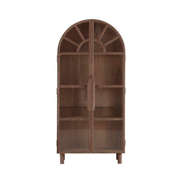 Vitrina v orehovem dekorju v temni naravni barvi 90x195x40 cm Sandor – Jotex-image-3