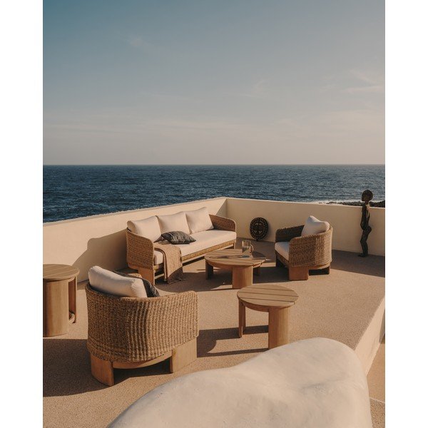 Bež/naraven vrtni kavč iz umetnega ratana Xoriguer – Kave Home-image-4