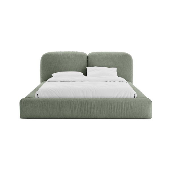 Zelena oblazinjena zakonska postelja s prostorom za shranjevanje in z letvenim dnom 160x200 cm Martina – Micadoni -image-4