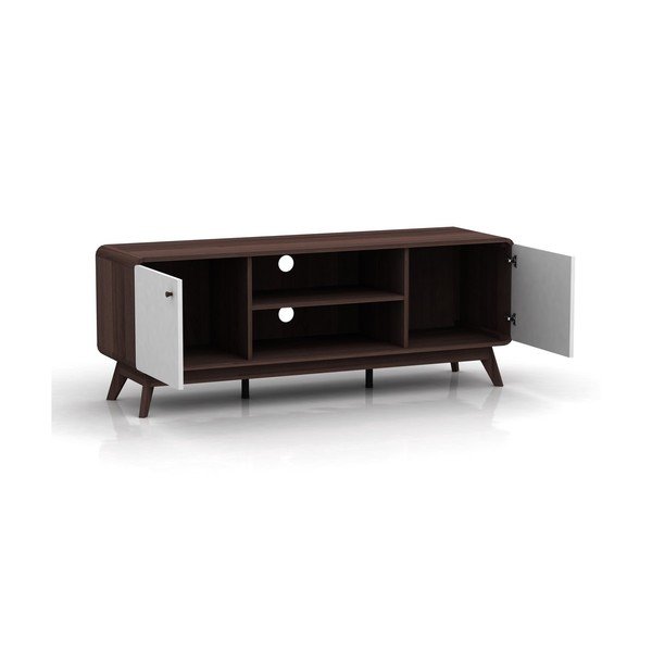 Belo-rjava TV omarica v orehovem dekorju 140x53 cm Caitlin – Støraa-image-3