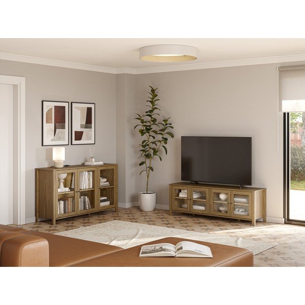 Vitrina iz masivnega bora v naravni barvi 142x80x40 cm Alessandra – Marckeric-image-4