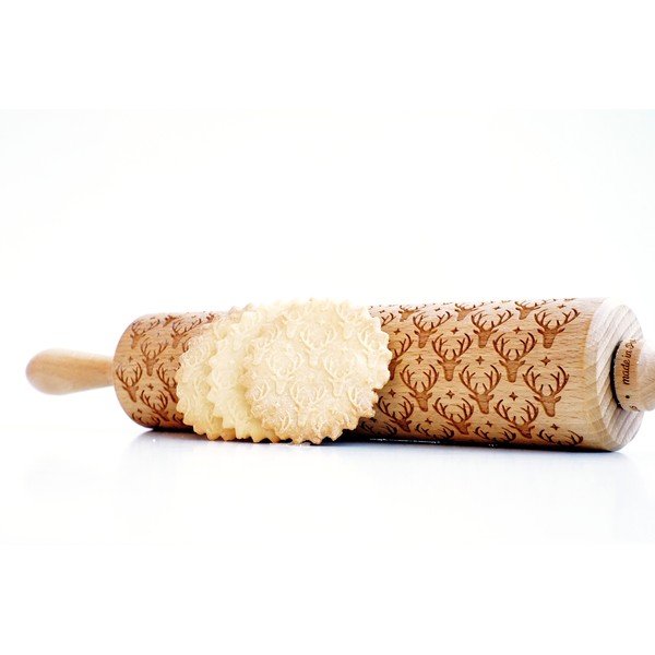 Lesen božični reliefni valjček za testo Valek Reindeer-image-2