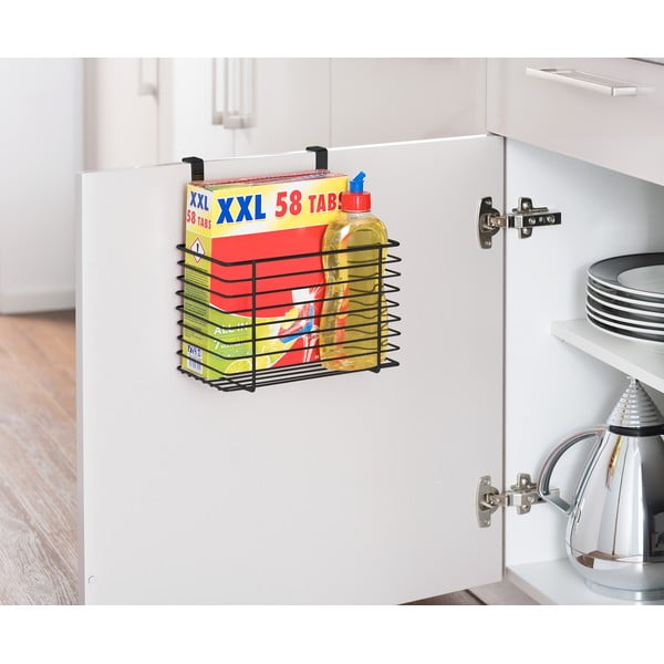Črna viseča kovinska košara za kuhinjska vrata Wenko Slim, višina 25 cm-image-3