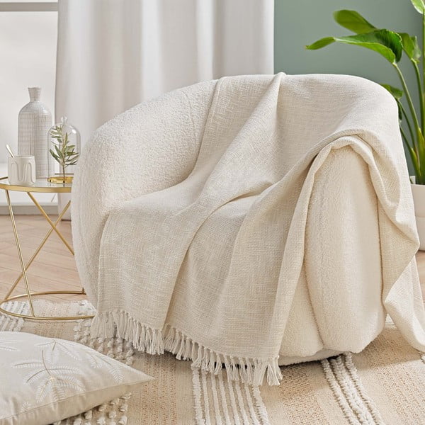 Kremno bela odeja iz mešanice bombaža 125x150 cm Ziggy – douceur d'intérieur-image-2