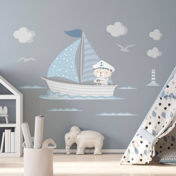 Modre otroške stenske nalepke Ambiance Captain Teddy-image-4