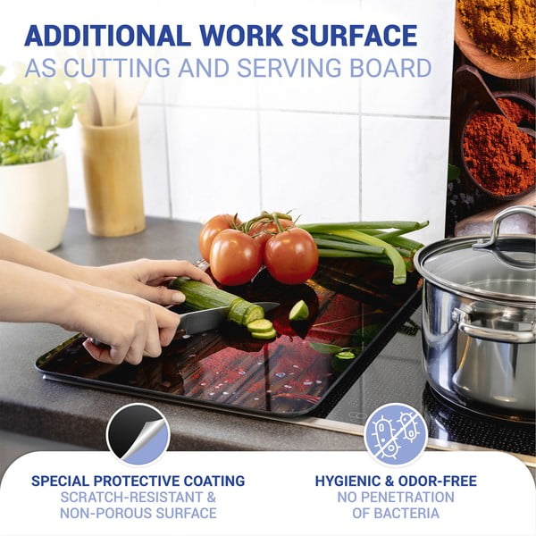 Komplet 2 steklenih pokrovov za štedilnik Wenko Spices, 52 x 30 cm-image-4