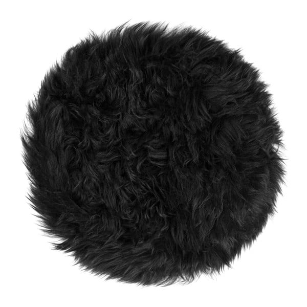 Črna sedežna blazina iz ovčje kože Royal Dream Zealand, ⌀ 35 cm
