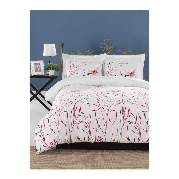 Prevleka za zakonsko posteljo s posteljnino iz bombaža ranforce Mijolnir Fidella Pink, 160 x 220 cm