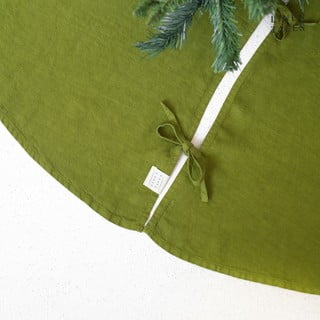 Zelena okrogla preproga za pod jelko ø 125 cm - Linen Tales