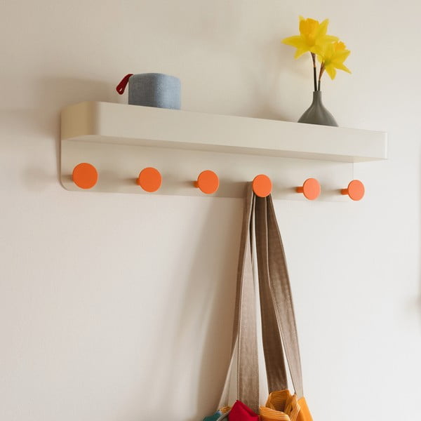 Bež kovinski stenski obešalnik s polico - Remember-image-1