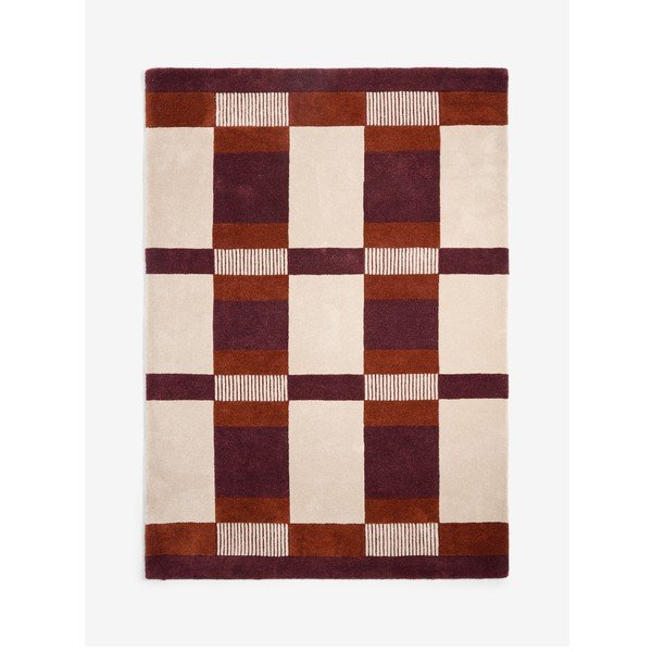 Bordo rdeča/kremno bela ročno tkana preproga iz recikliranih vlaken 160x230 cm Franka – MADE