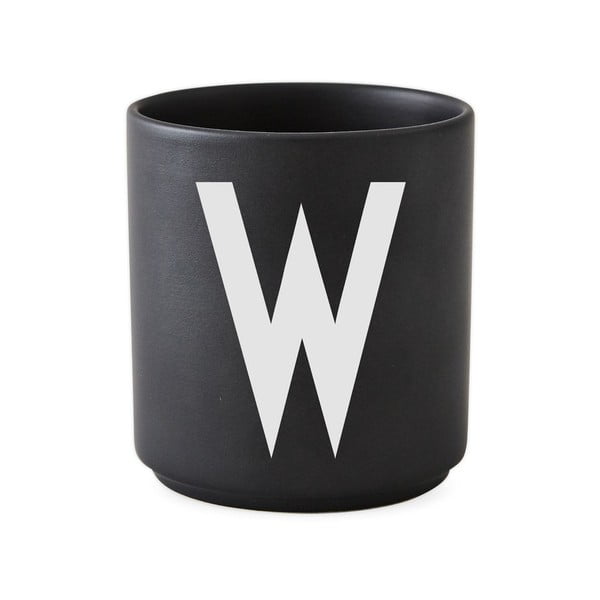 Črna porcelanasta skodelica Design Letters Alphabet W, 250 ml