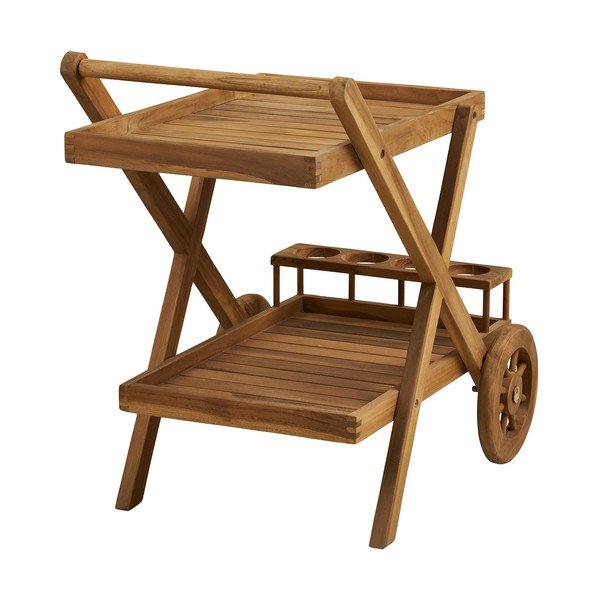 Servirni voziček na kolesih iz masivnega lesa 50x86 cm Pasaku – House Nordic-image-3